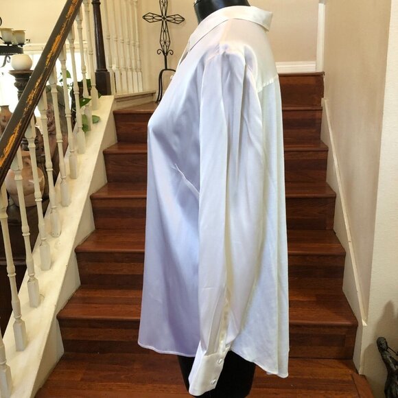 Chico's Black Label Ivory Silk Blend Blouse Long Sleeve Collared Desc. for Size - Picture 4 of 7